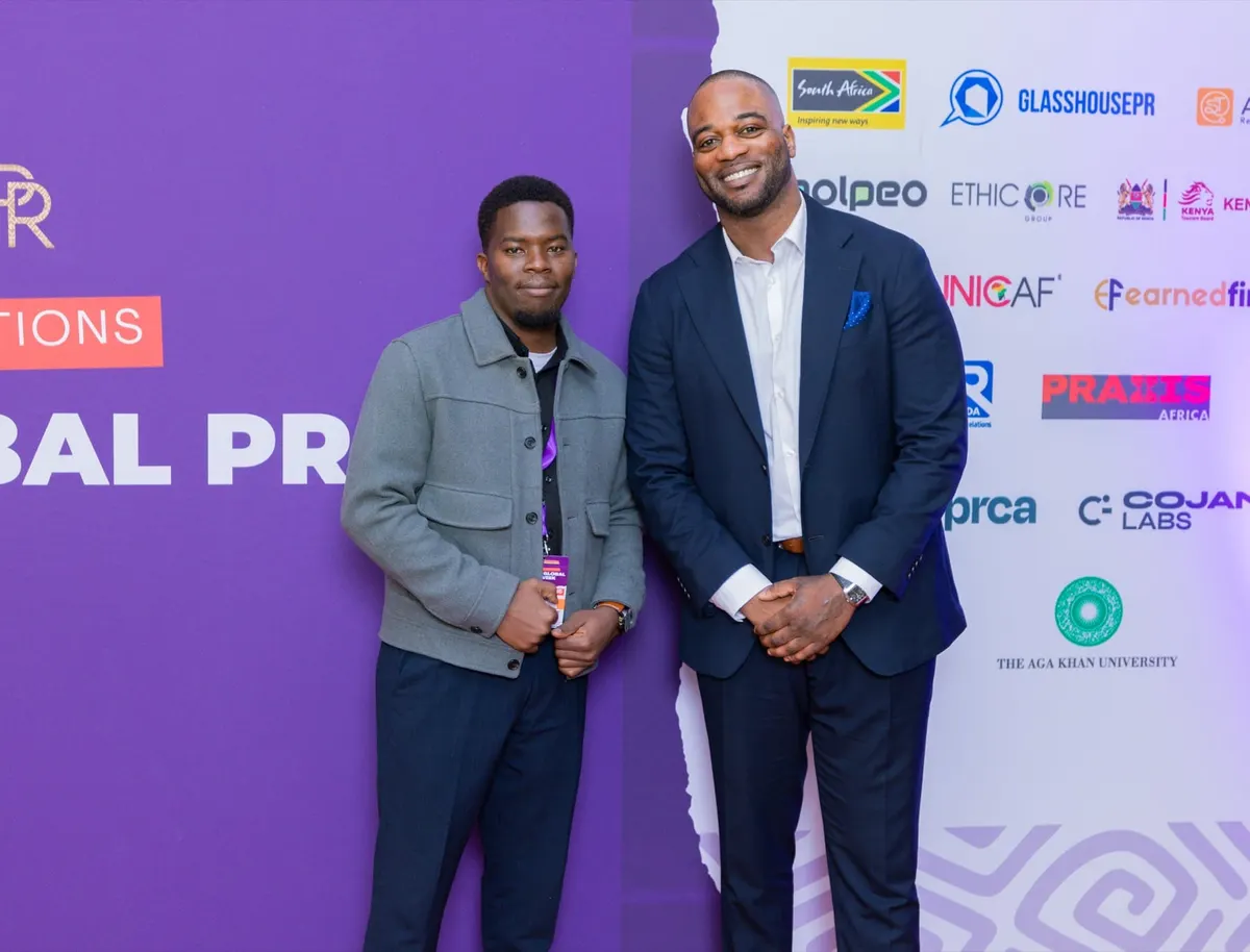 Participants beside the Africa PR Week 2026 partner wall