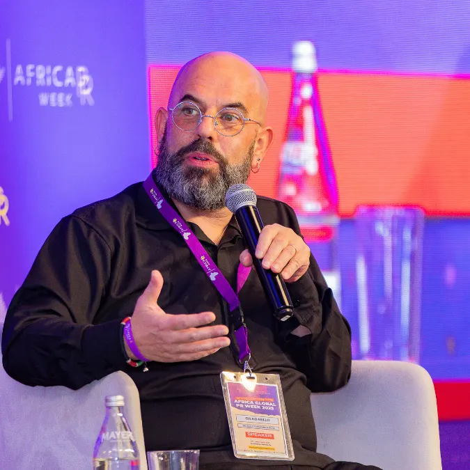 A speaker sharing his perspective at Africa PR Week 2025